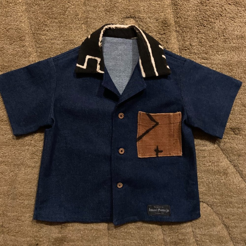NWOT - Imani Pamoja Denim And Mudcloth Unisex Shirt